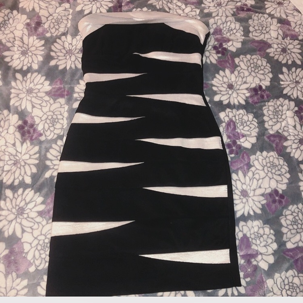 Black & White Strapless Dress